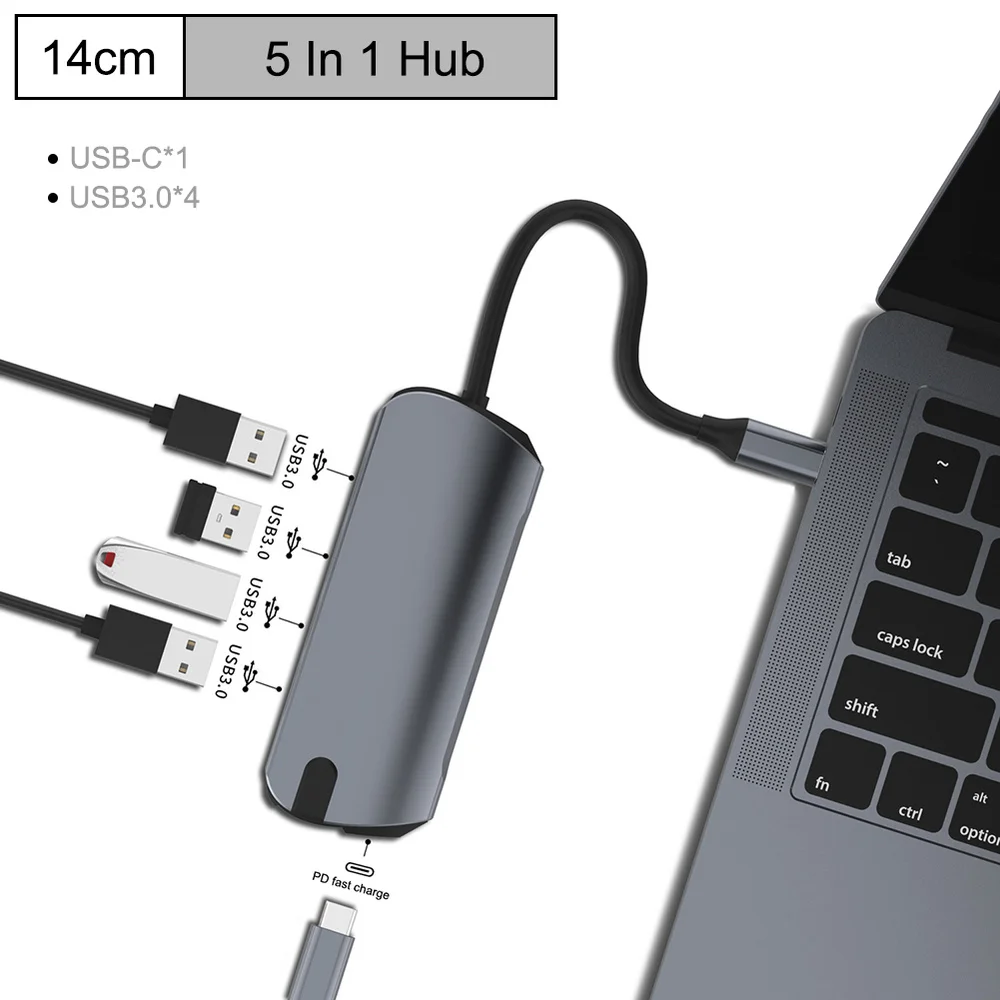 Type c концентратор для мульти-Хаба USB 3,0 HDMI 4 K/SD/TF кард-ридер/PD зарядка аудио/RJ45 адаптер для MacBook Pro type c usb-хаб