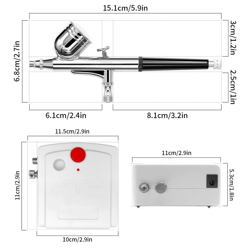 Mini Dual Action Airbrush Compressor Set for Nails Kit Modeller Spray Airbrush Tool Cake Decoration EU Plug