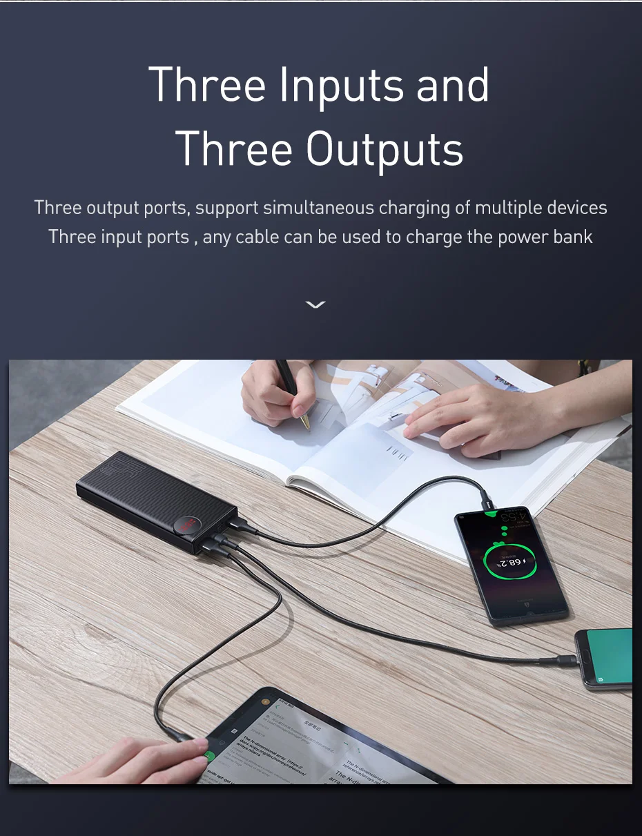 Baseus power Bank 20000 мАч Быстрая зарядка 4,0 3,0 Внешняя батарея 45 Вт PD Быстрая Зарядка power bank для iPhone 11 Xiaomi Mi huawei