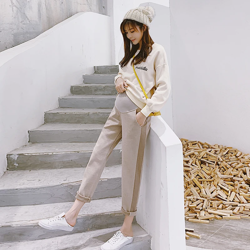 Лоскутные брюки для беременных с завышенной талией, регулируемые брюки для живота для беременных женщин, зимняя беременность 3089-A-102#38