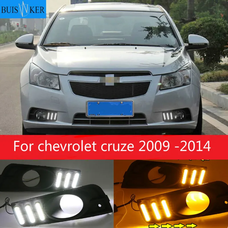2PCS LED for chevrolet cruze 2009 2010 2011 2012 2013 2014 DRL Daytime Running Light Daylight with turn signal lamp |