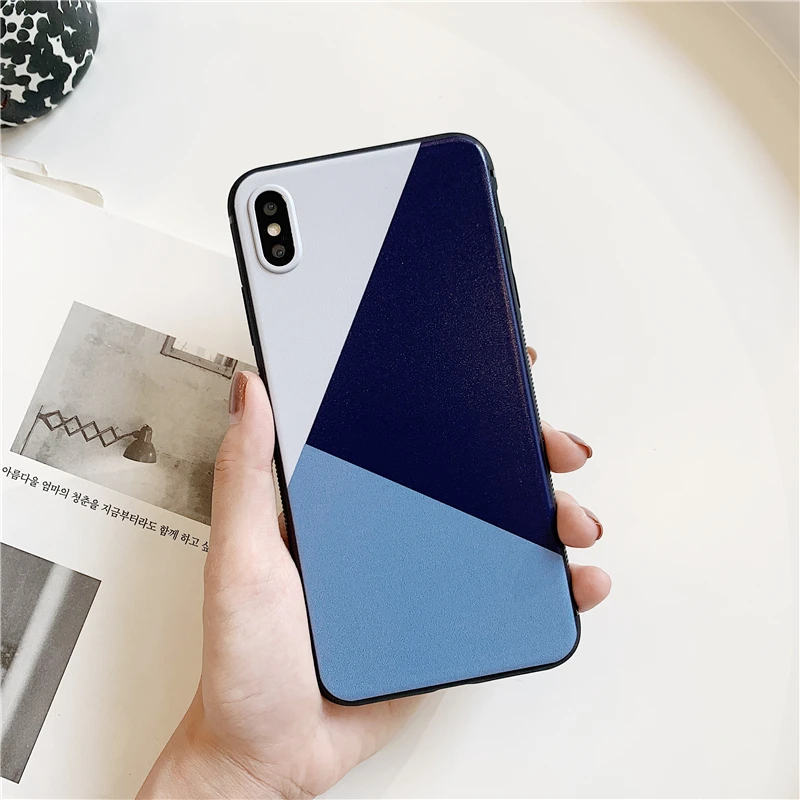 Синие комбинированные цветные чехлы для телефонов для iphone 11promax XS Max X XR 8 7 Plus, модные сетчатые комбинированные Чехлы в полоску, мягкие ТПУ чехлы