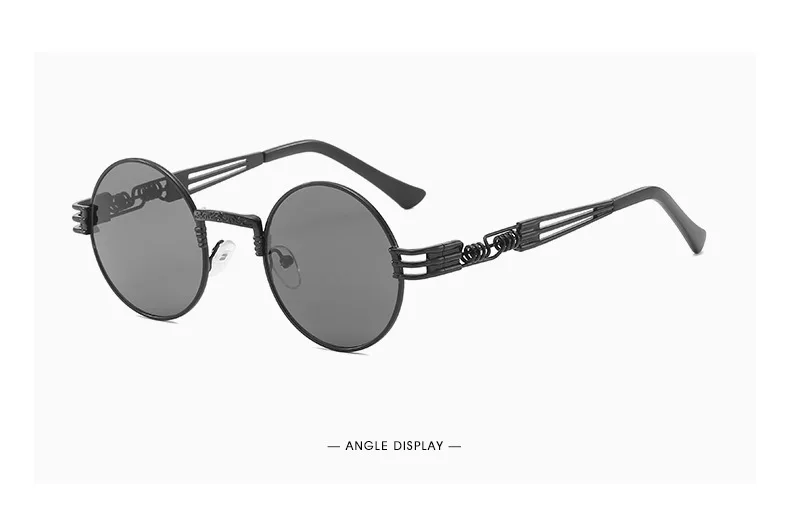 Ретро Готический стимпанк Стиль Круглые Солнцезащитные очки Модные мужские и женские брендовые дизайнерские круглые рамки металлические объемные рамки солнцезащитные очки