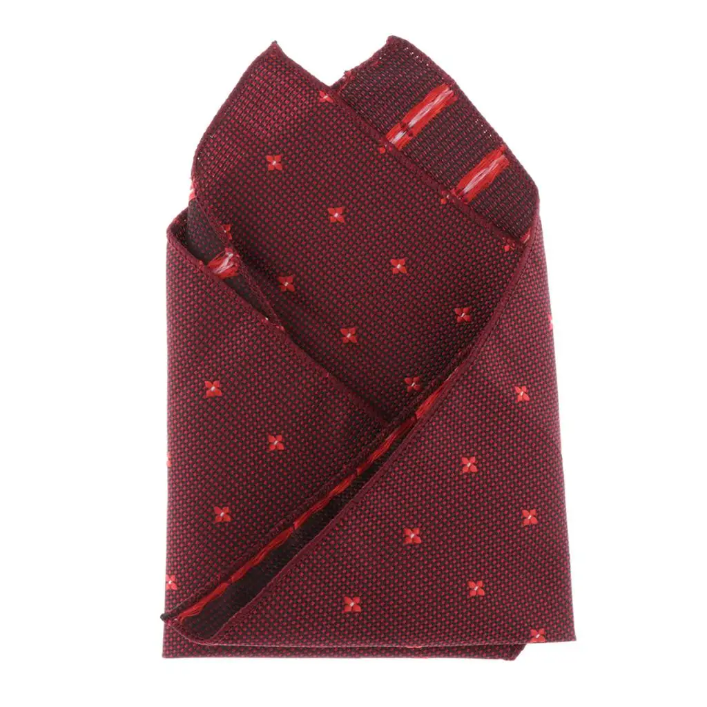 Burgundy 22.5x22cm Хлопчатобумажные носовые платки для мужчин и женщин-Ретро пледы/точки/полосы Hankies модные карманные квадраты подарки - Цвет: Burgundy 22.5x22cm