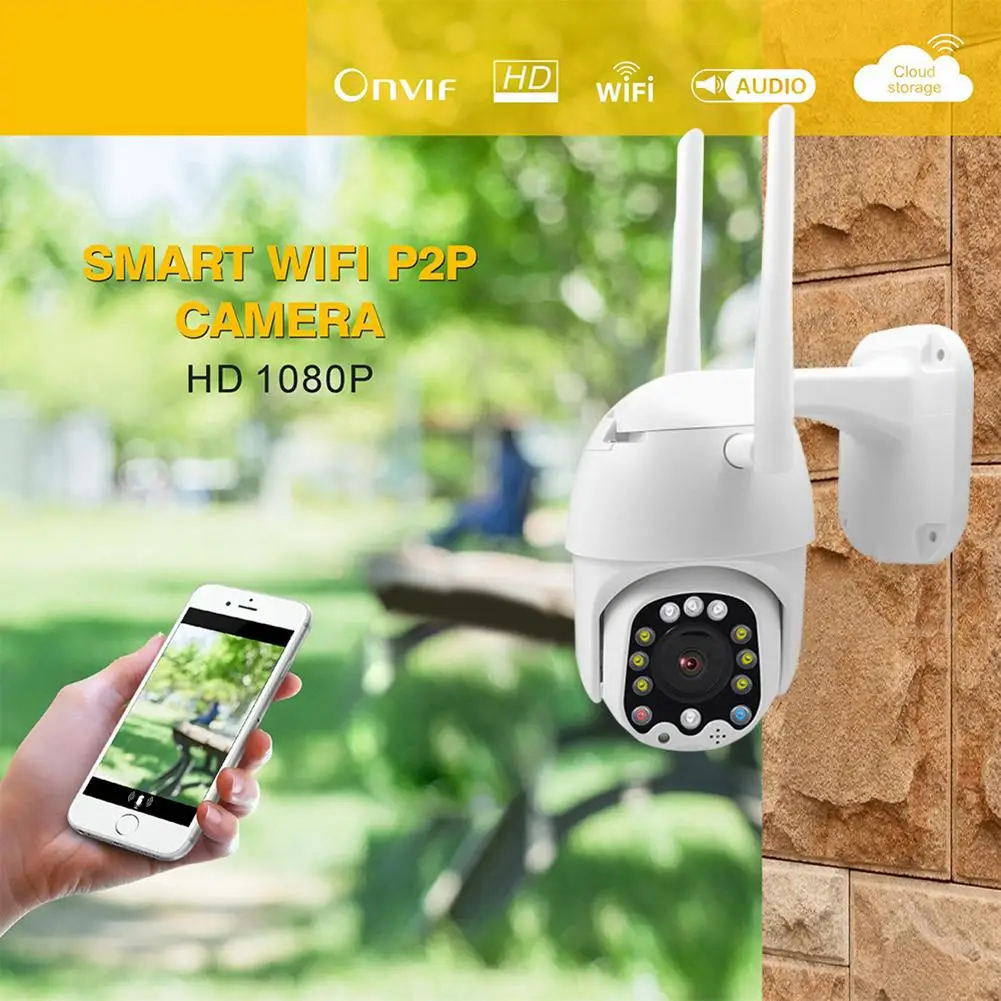 2MP Wifi купольная IP камера 1080P 12LED PTZ Домашняя безопасность беспроводная CTV HD Ночная камера полноцветная камера с датчиком движения