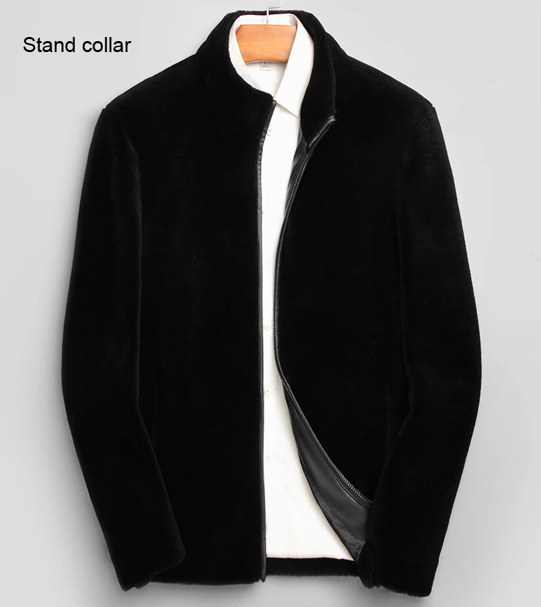 Stand collar style Новые плюшевые куртки мужские Зимние флисовые меховые пушистые пальто из натуральной овечьей шерсти мужские меховые пальто с капюшоном зимние F1208 - Цвет: Stand collar style