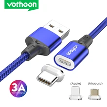 Vothoon 3A Magnetische USB Kabel Schnelle Lade Micro USB Typ C Kabel Für Samsung iphone 11 Pro Magnet Ladegerät Mobile telefon Kabel