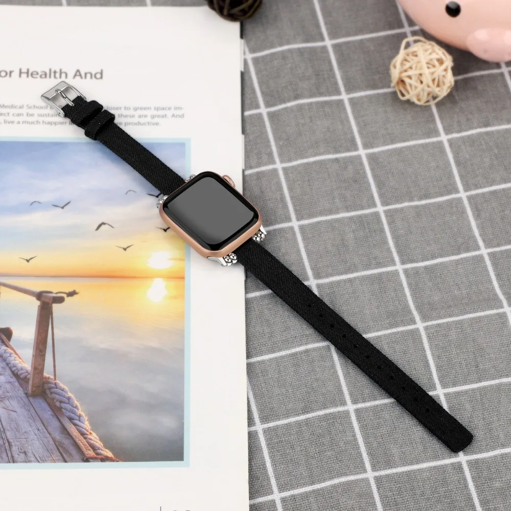 50 шт. тканый нейлоновый холщовый ремешок для часов Apple Watch Series 5 4 3 2 1 38 мм 42 мм ювелирный ремень браслет для iwatch 40 мм 44 мм