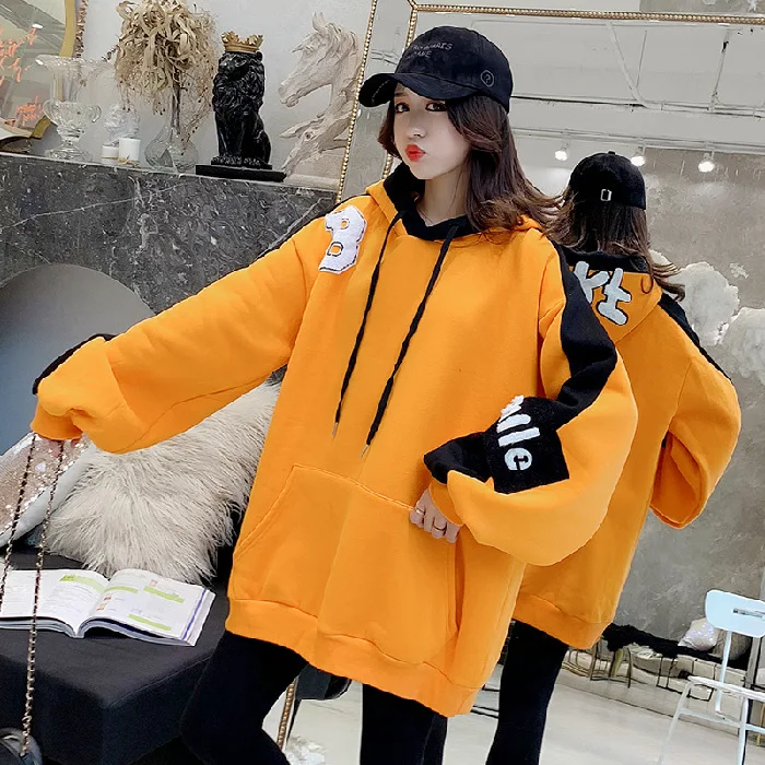 

Winter New Style Fashion Laziness-Style Large Size Dress plus Velvet Warm Coat Hooded Maternity Clothes Loose-Fit Versatile Tops
