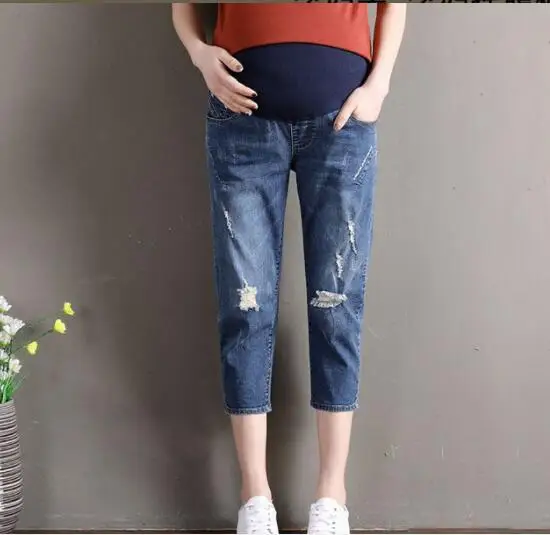 L XL XXL 3XL 4XL 5XL; большие размеры; Одежда для беременных; джинсы для беременных; Летние темно-голубые брюки для беременных; Fdfklak