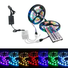 

2 x 5M 12V 3528 RGB no waterproof LED strip LED tape +44 key remote controller + Power Supply Kit Flexible LED Tape kit