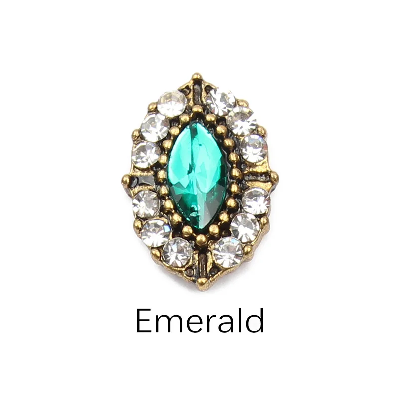 Emerald Дизайн ногтей, конский глаз, стразы, металлический сплав, Стразы для ногтей, украшения для маникюра, сделай сам - Цвет: Emerald