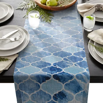 

Moroccan Blue Geometric Table Runner Table Flag Home Party Decorative Tablecloth Table Runners for Wedding