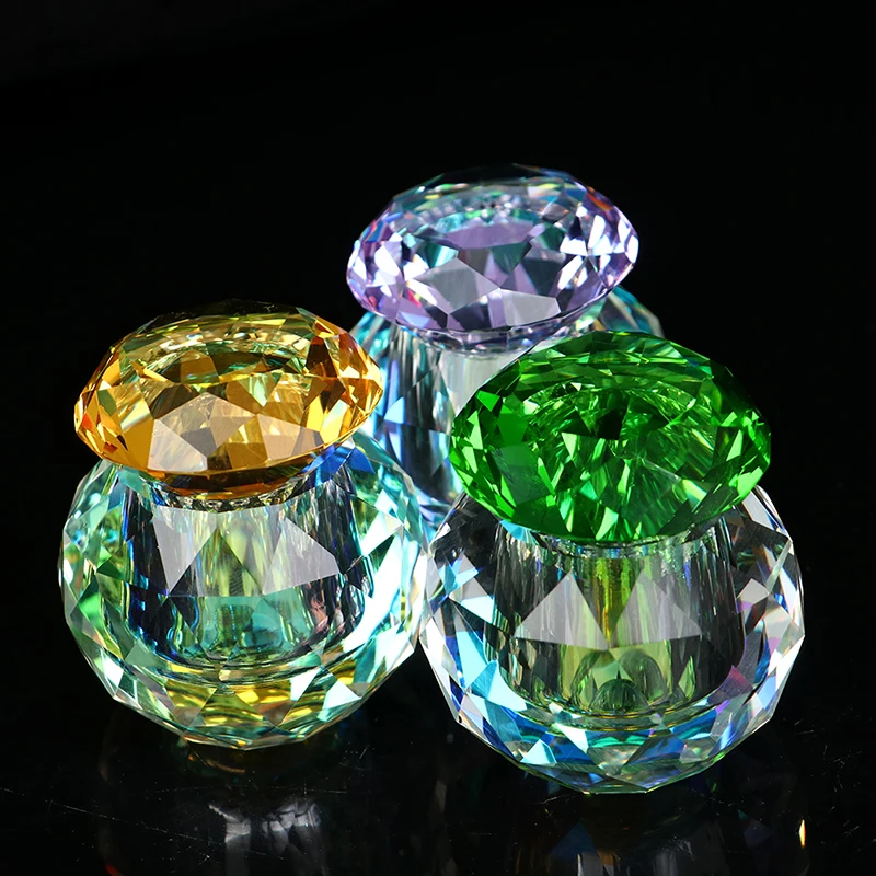 Rainbow Crystal Clear Acrylic Liquid Dish Nail Art Dish Glass Nail Art Cup With Lid Bowl ForAcrylic Powder Monomer Tool