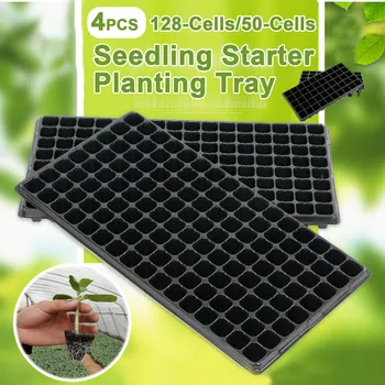 

Behogar 4pcs Reusable Seedling Seed Starter Trays Nursery Plug Tray for Garden Greenhouse Plant Flower Fruits Herb Vegetable