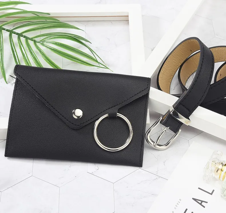 2018 wholesale fashion women's leather waist bag mini mobile phone storage bag with belt