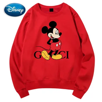 

Disney Sweatshirt Chic Fashion Mickey Mouse Cartoon Letter Print O-Neck Pullover Couples Unisex Women Long Sleeve Tops 6 Colors