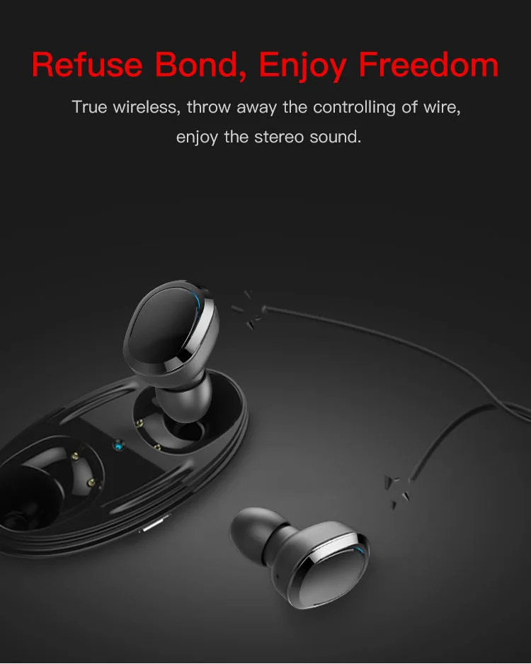 Caridite Popular TWS Wireless Bluetooth Earphone Ture Stereo Bussiness Deep Bass Headset Mini Lovely Gift Sport Earbuds for men