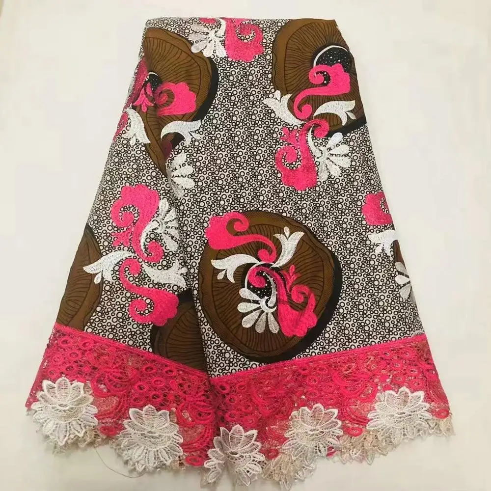 Горячая Африканский воск с кружевом/Высокое качество хлопок кружева восковые ткани/африканская ткань набивной воск вышивка кружева! O-4622