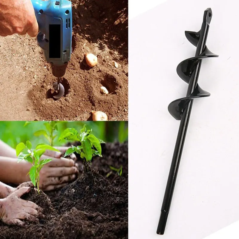 

Black Metal Mining Tool Planting Planting Auger Spiral Twist Drill Practical Gardening Cutting Hole Saw Ground Drill Garden