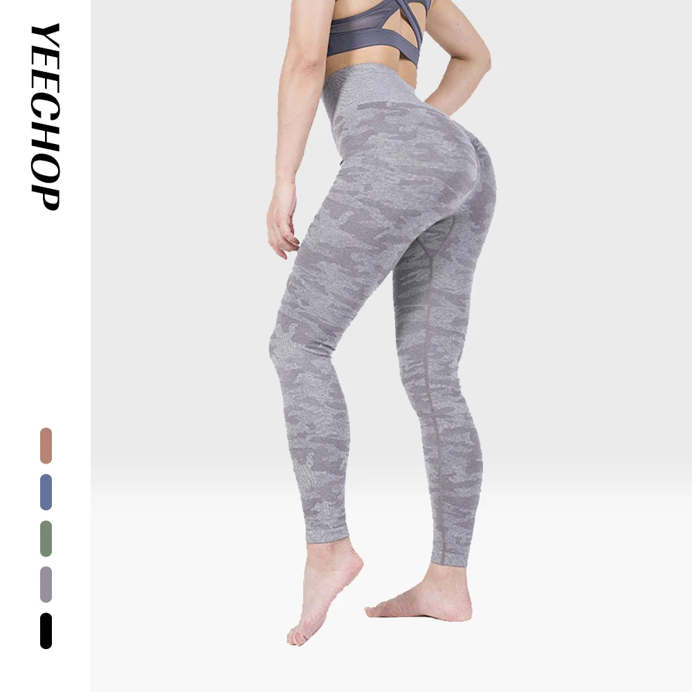 Yeechop, женские эластичные леггинсы Camo Vital, бесшовные, впитывающие пот, дышащие, эластичные, высокая талия, для тренировок, фитнеса, йоги