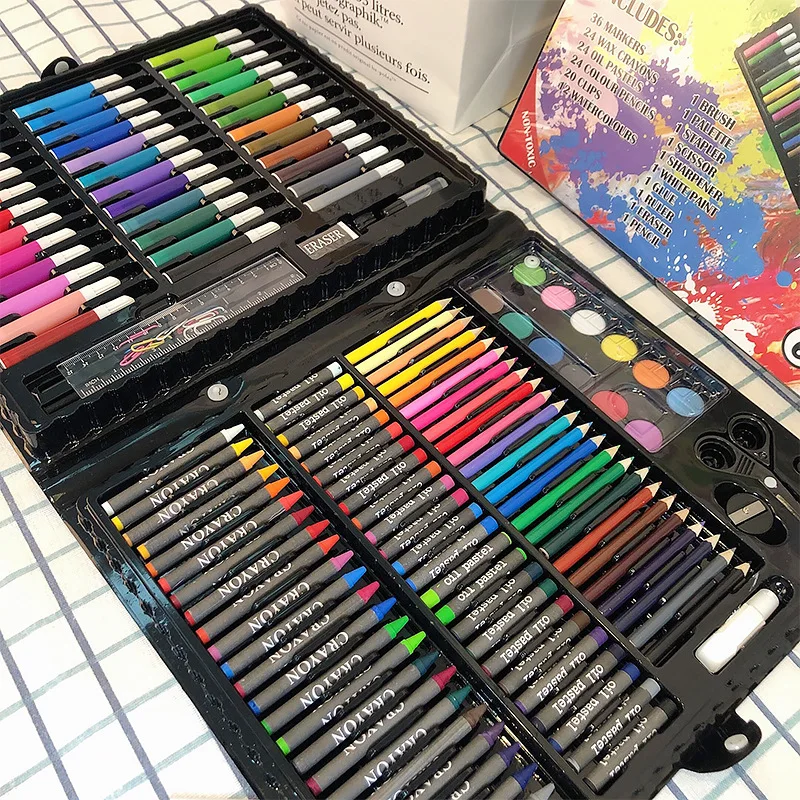 

Children 150-Piece Children Painting Pen Set Kids Students Drawing Board Watercolor Pen Fine Art Learning Painted Stationery Toy