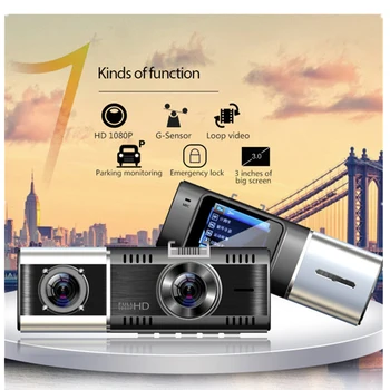 

New видеорегистратор авто Car Camera Fuselage Double Head 360 Rotating 1.5 inch Mini dash cam Screen Car DVR Recorder
