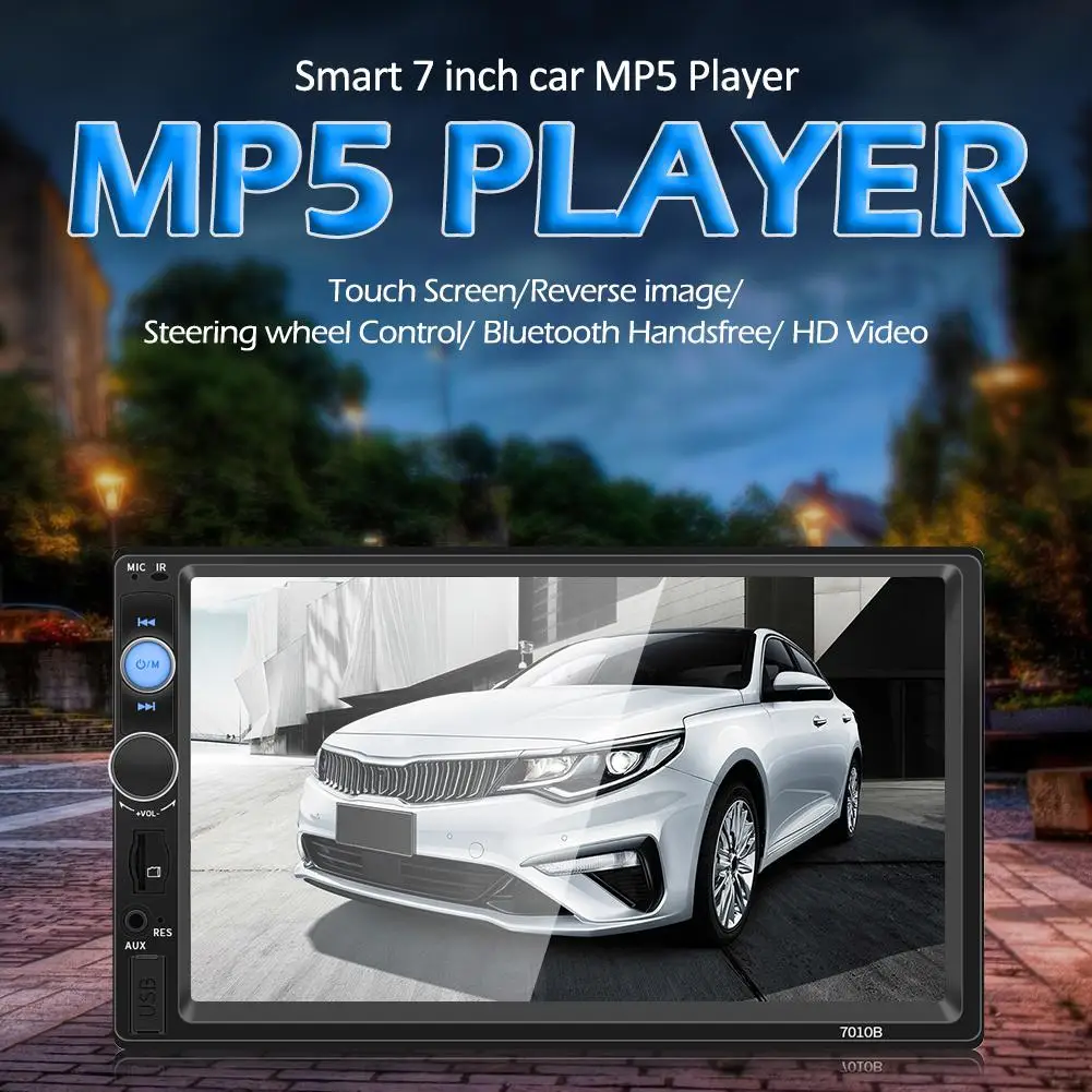 Автомобильный многоязычный стереоприемник MP5 2 DIN 7 дюймов Bluetooth TF AUX RCA задний вид