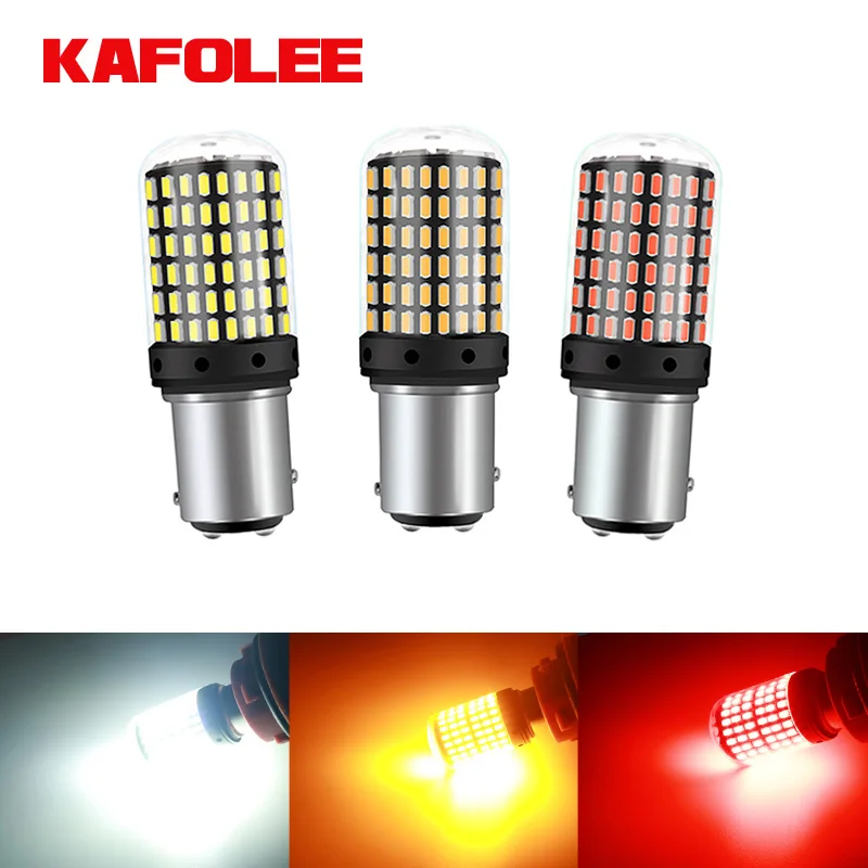 KAFOLEE 1 Uds nuevo 1157 P21/5W BAY15D canbus Super brillante 3600Lm LED Auto freno de la cola de bombilla luces de circulación diurna de coche de la luz de marcha atrás