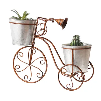 

Nordic Wrought Iron Flower Stand Floor Type Bicycle Flower Pot Stand Wrought Iron Bicycle Flower Stand Double Flower Stand