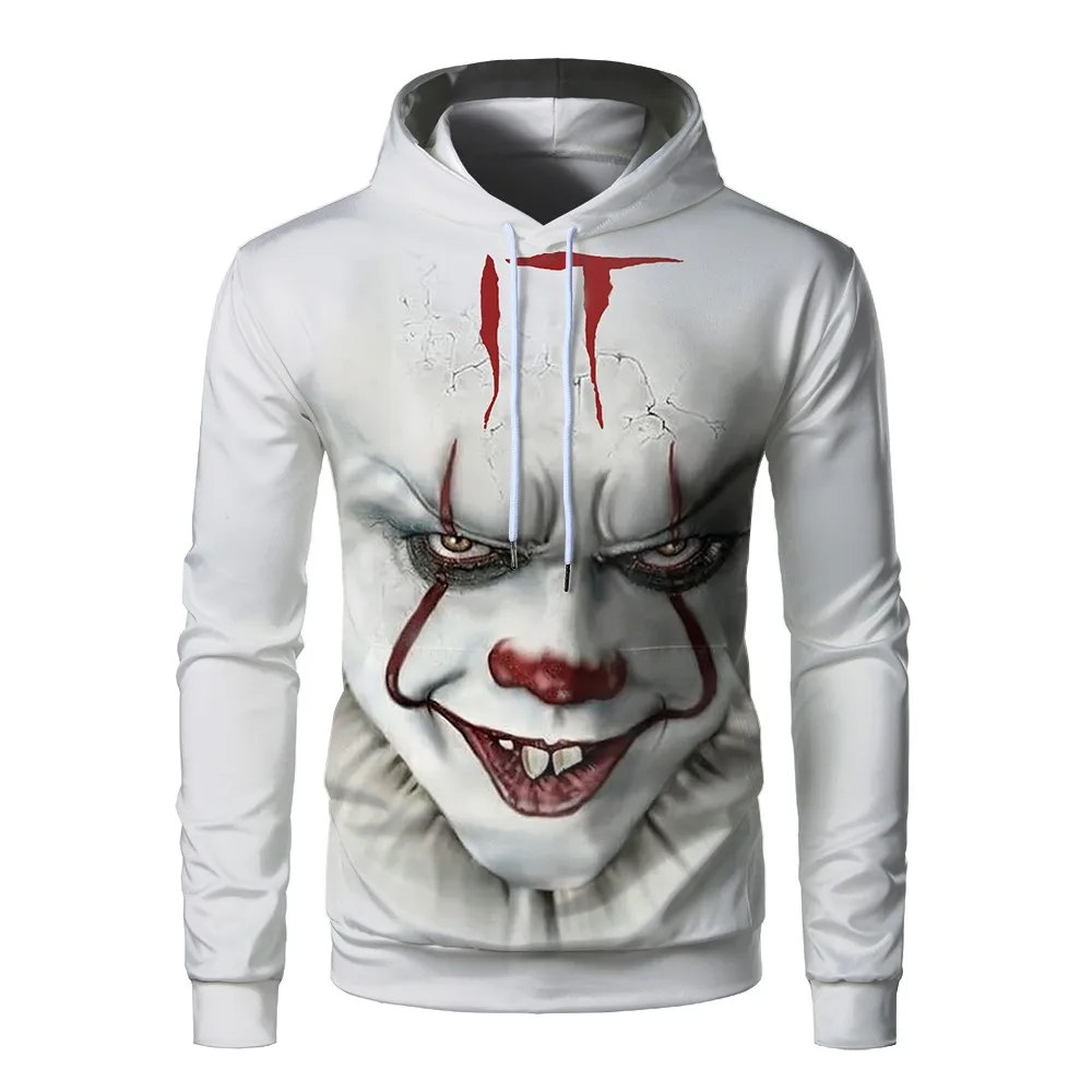 

New Clown Horror 3d Printed Hoodie Men's Versatile Hoodie Printed Full-body Top Hoodie Unisex