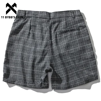

11 BYBB'S DARK Men Casual Shorts Plaid Korea Vintage Summer Cotton Shorts Streetwear Sportswear Male Bermuda Beach Shorts FC19