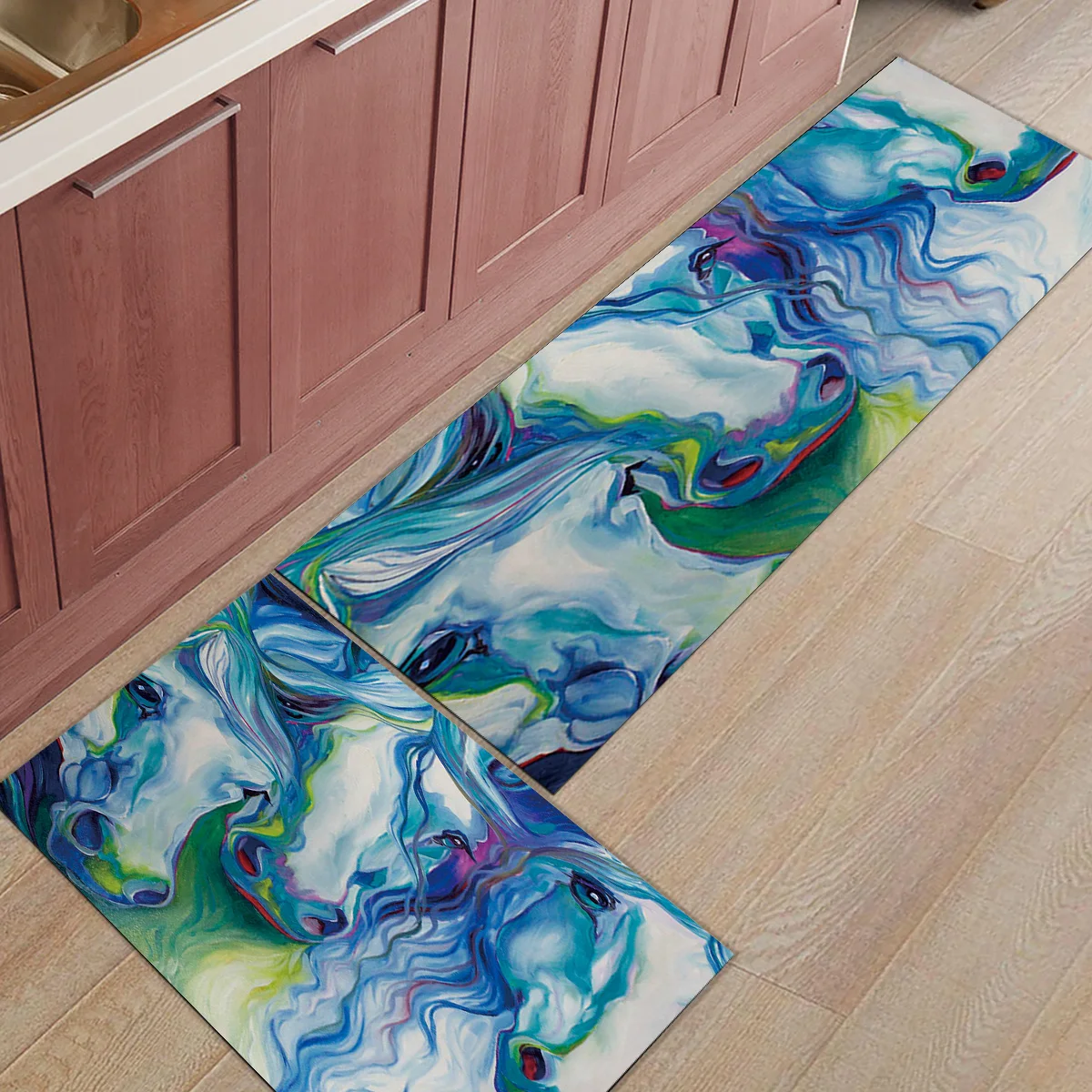 2 шт. Коврики для кухни абстрактные 3 лошади акварельные коврики с картинкой для входного пути ванная комната Гостиная дверные коврики домашний декор