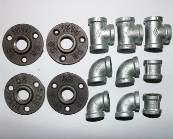 

( DN15 Pipe ID:20mm )LOFT Style DIY Industrial Pipe Flange Base Furniture Accessories Wall Shelves Parts Pipe Elbow Connector