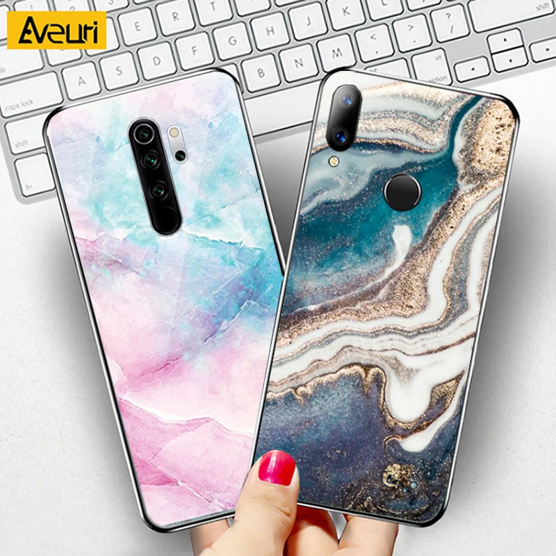 Marble Glass Phone Case For OPPO Reno 3 4Z 2 Z 2Z 4 5 Pro Find X2 Lite Neo A5 A9 2020 A91 A53 Realme V5 7 5G X7 C2 Cover | Мобильные