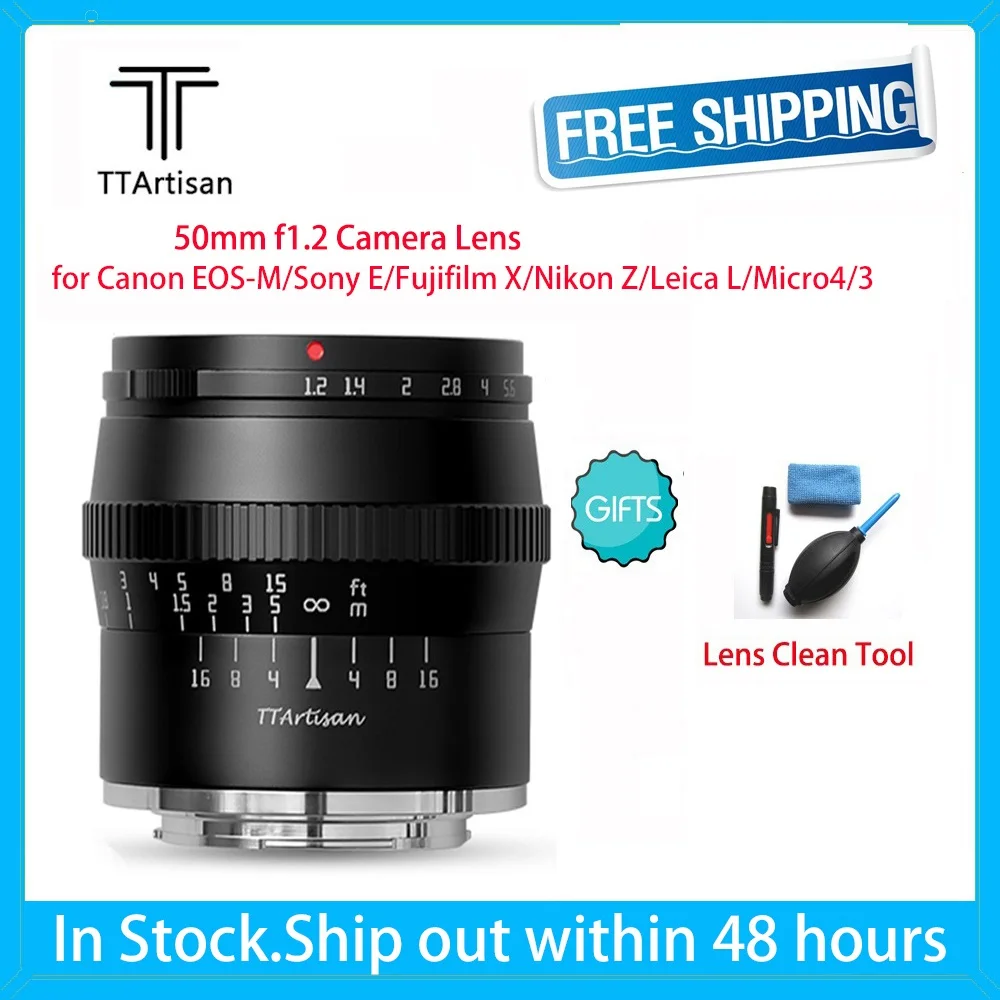 TTartisan 50mm F1.2 Macro DSLR Camera Lens For Sony E Canon EOS-M Fujifilm X Nikon Z Leica L Micro 4/3 Photography Photo Studio