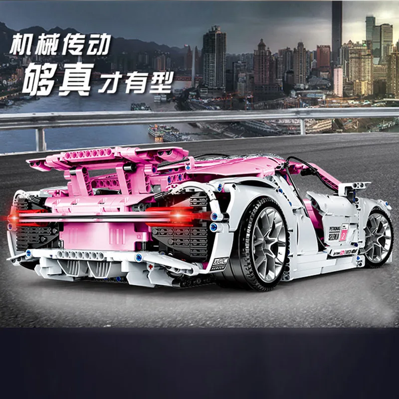 20086 Technic Мини Строительные блоки модель автомобиля розовая скоростная Гоночная машина ассемируемые развивающие подарки Детские кирпичи спортивные Машинки Игрушки