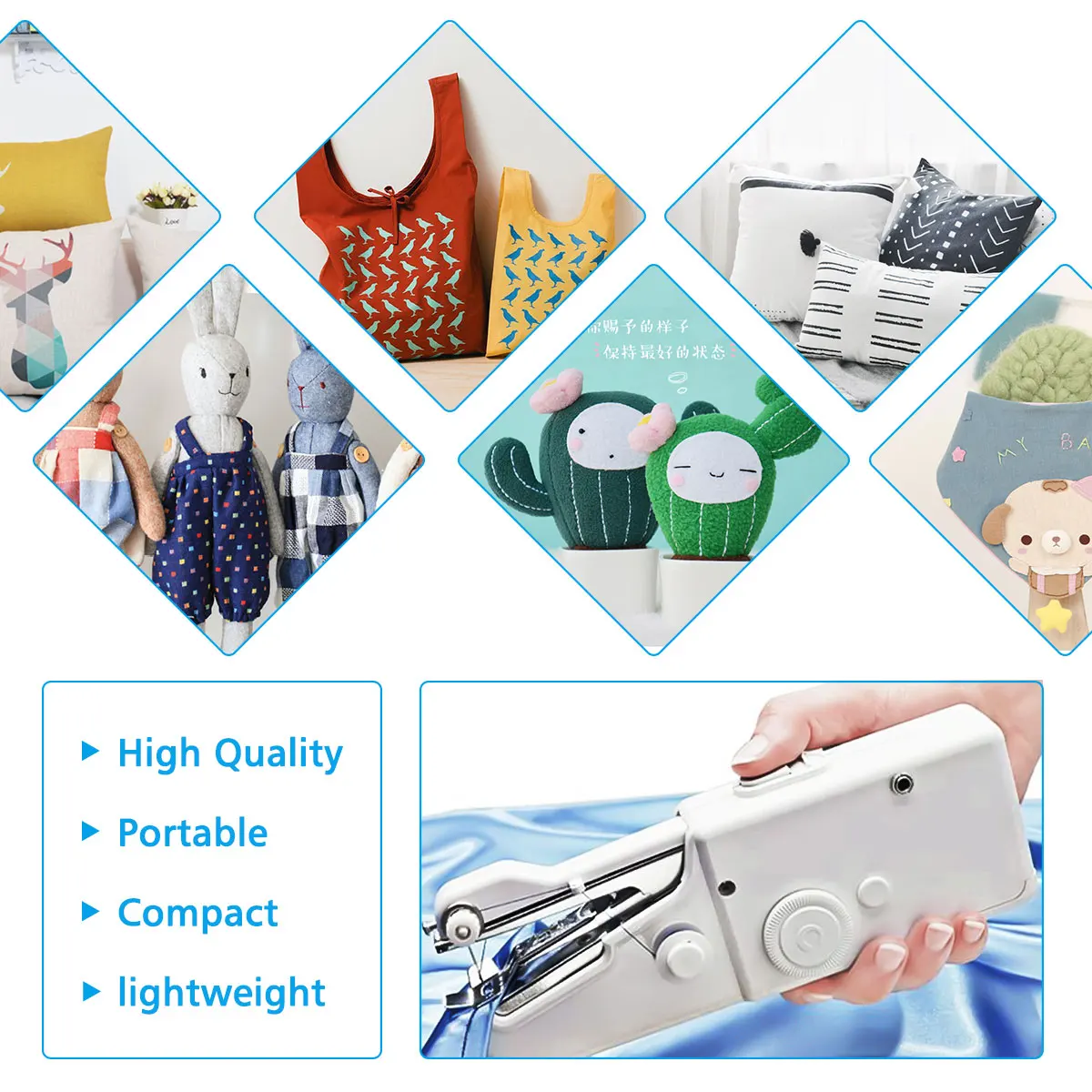 Portable Household Mini Hand Sewing Machine Quick Stitch Sew Needlework Cordless Clothes Fabrics Electronic Sewing Machine