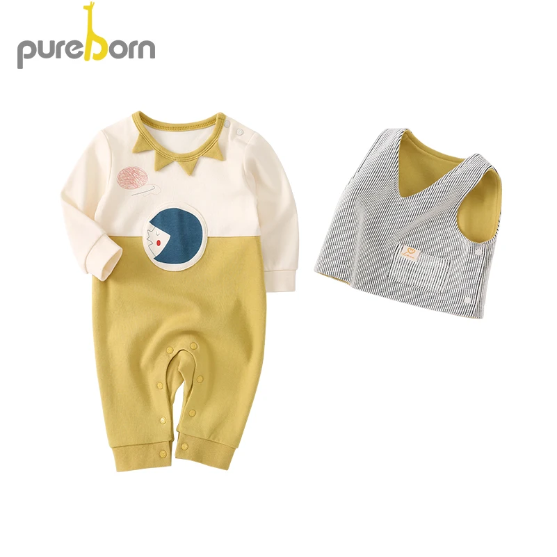 Комбинезон + жилет для младенцев Pureborn 2 шт. комбинезон маленьких мальчиков и