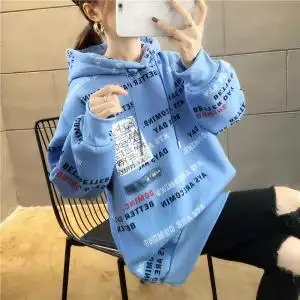 1 Harajuku Модные женские толстовки с капюшоном с милым буквенным принтом, Студенческая толстовка, милые свободные женские пуловеры, осенние толстовки больших размеров - Цвет: 1