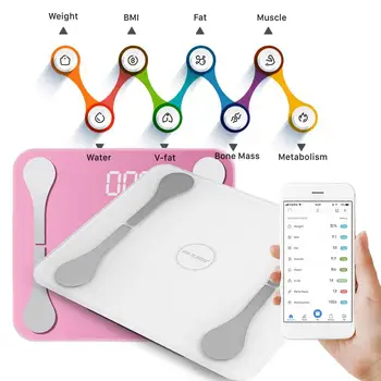 

180kg USB Charging Smart Voice LCD APP Fat Scale Body Weighing Track Fat BMI Water Bone Mass for Apple/IOS Systems