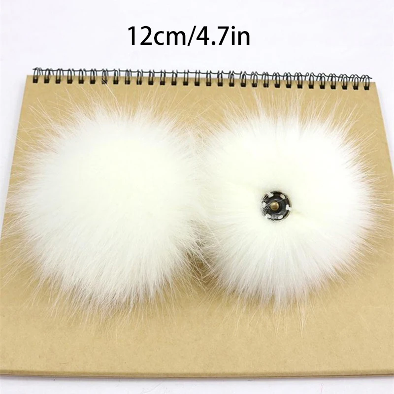 16pcs Fur Pom Pom Balls With Rubber Band Snap Button Shoes Hats