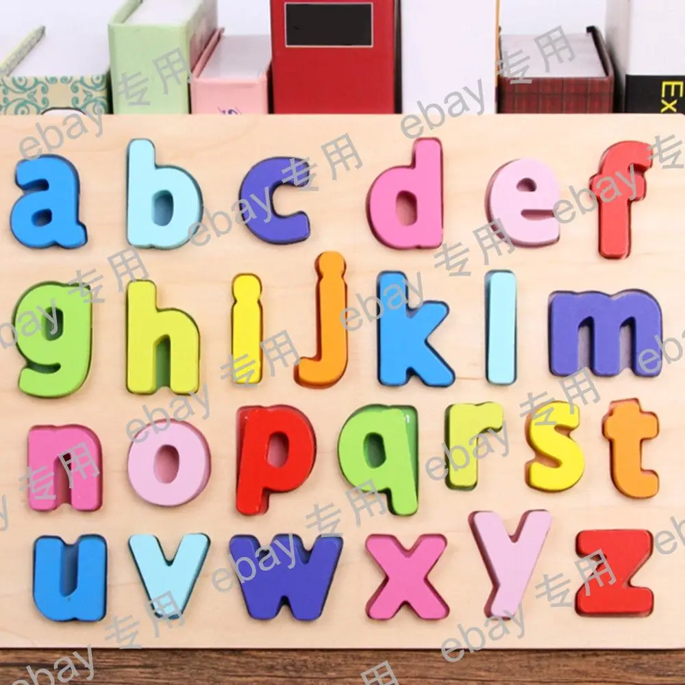 ABC цифровые деревянные развивающие игрушки diy Дети 3d головоломка ранний обучающий пазл буквы Алфавит Номер головоломка Дошкольные Детские игрушки - Цвет: a to z