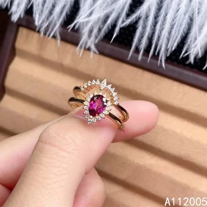 

KJJEAXCMY fine jewelry 925 sterling silver gem natural Garnet new Female Combination woman Lady girl crystal ring Support test