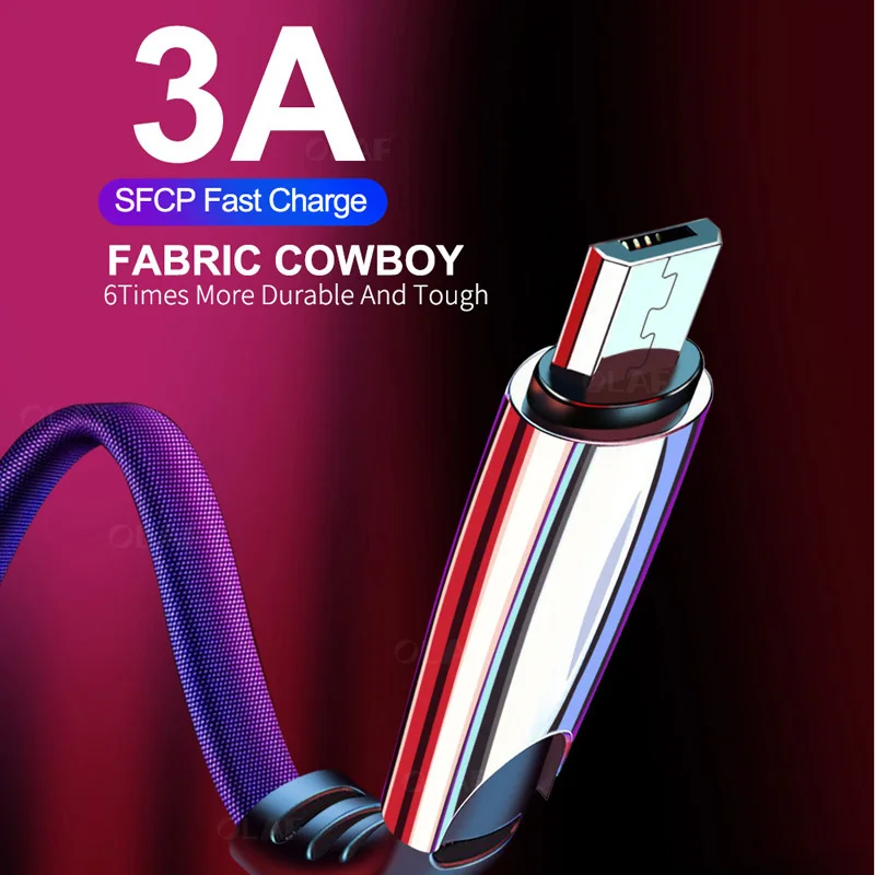 Micro USB кабель 3A для быстрой зарядки передачи данных Samsung A3 A5 A7 J1 J3 J5 J7 Note 4 5 LG K4 K8