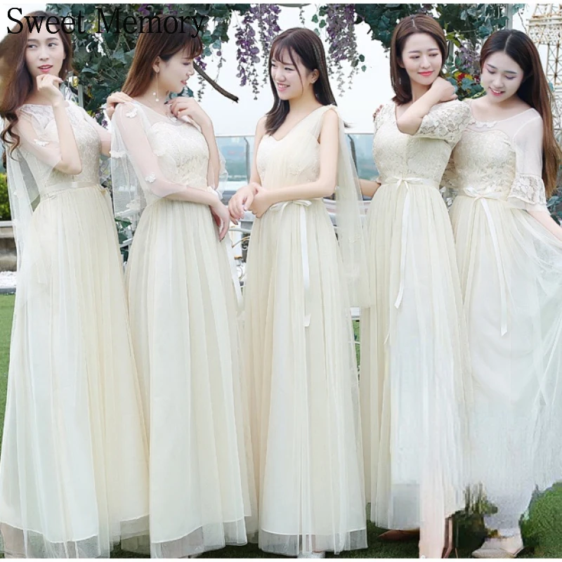 

N1142 Cheap Bridesmaid Dresses Bride Guest Sweet Memory Graduation Vestido Chorus Champagne Grey Pink Party Long Dress