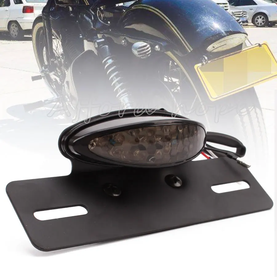 Motorcycle Tail Brake Stop Smoke Lens Red Light License Plate
