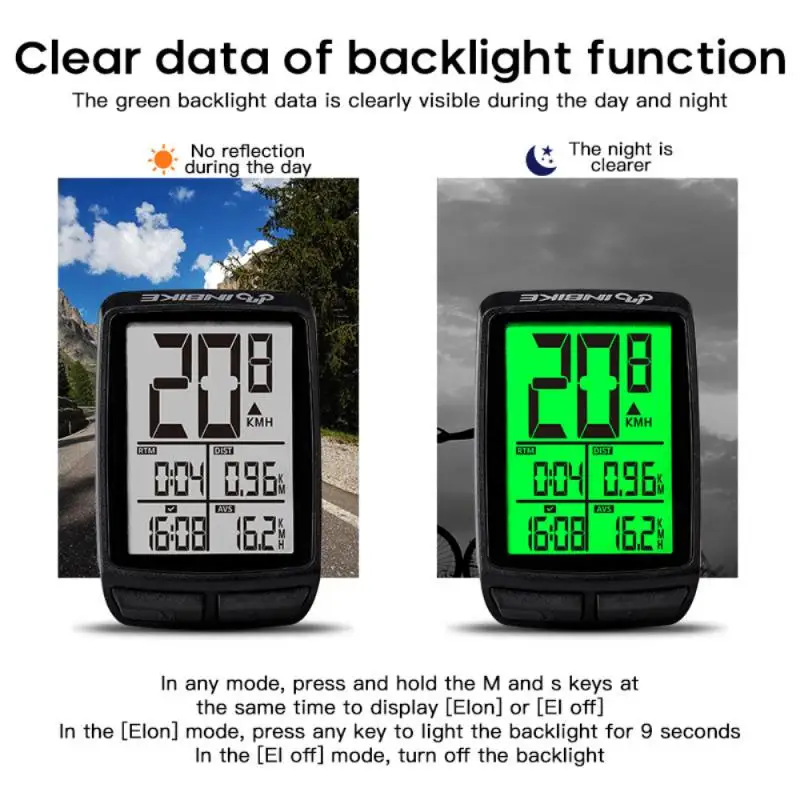 Waterproof Bicycle Computer Wireless MTB Bicycle Speedometer Stopwatch Cycling LED Digital Rate Counter Bike Accessories INBIKE
