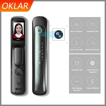 

OKLAR facial recognition lock smart Fingerprint electronic door lock with surveillance camera visible password fully automatic