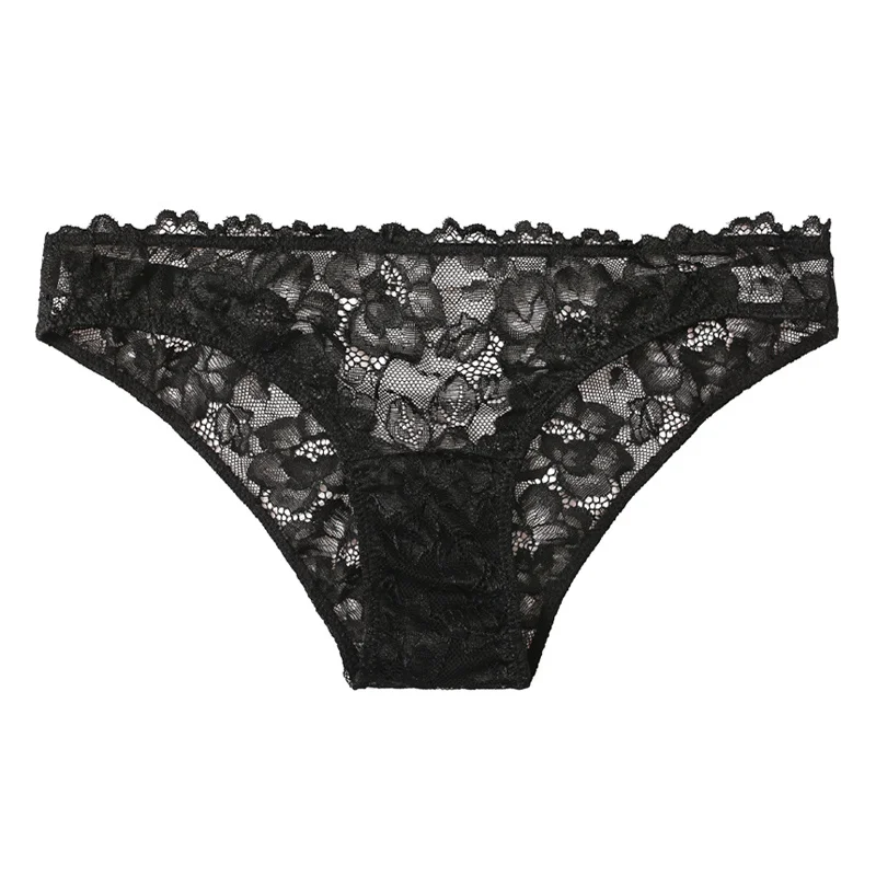 France Romantic Rhinestone Lace Women's Underwear Backless Flower  Embroidered Hollow Out Panties Traceless Diamond Mesh Briefs
